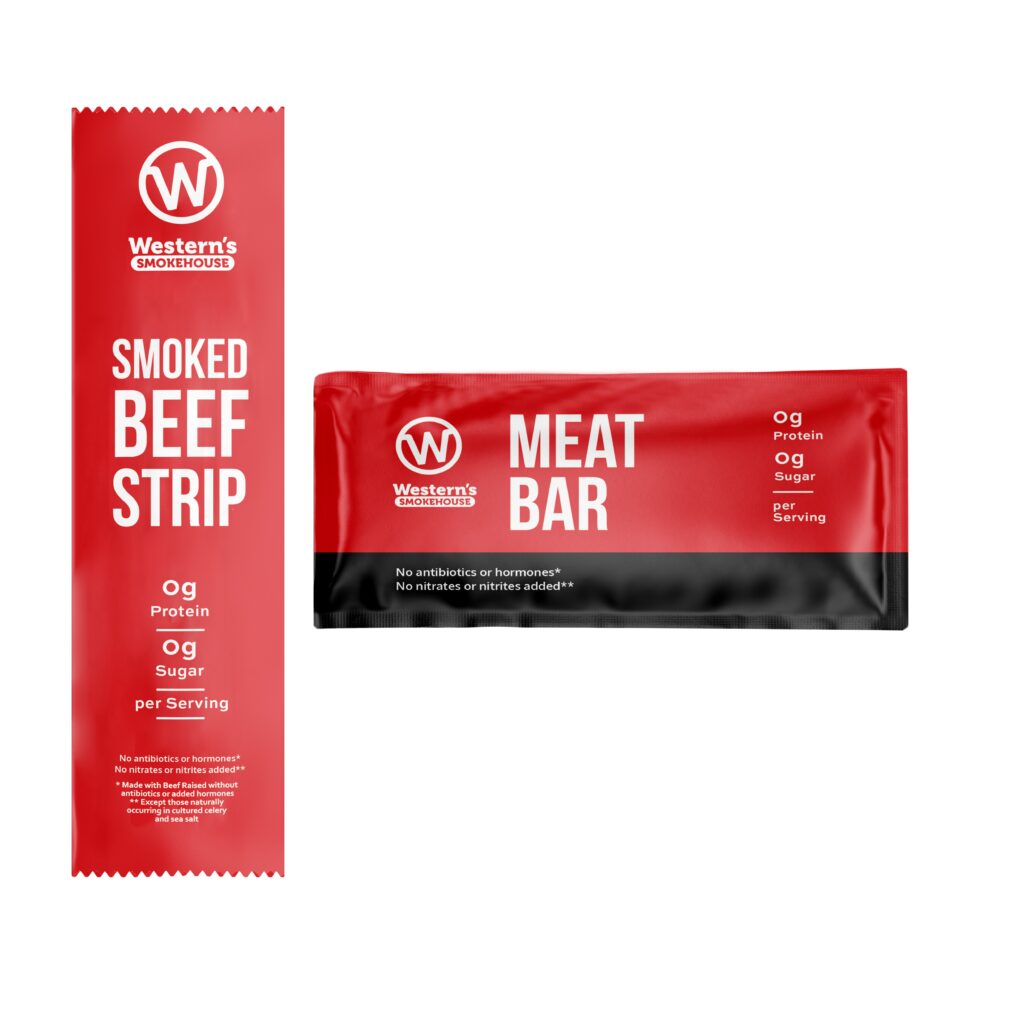 Image of a ground and formed meat bar and meat strip.